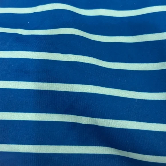 Hanna Andersson Baltic Blue Turquoise Striped Long Sleeve Rashguard - Picture 5 of 7